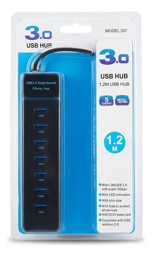 Multipuertos Hub Usb 3.0 De 7 Puertos Usb De 5 Gbps Rapidos