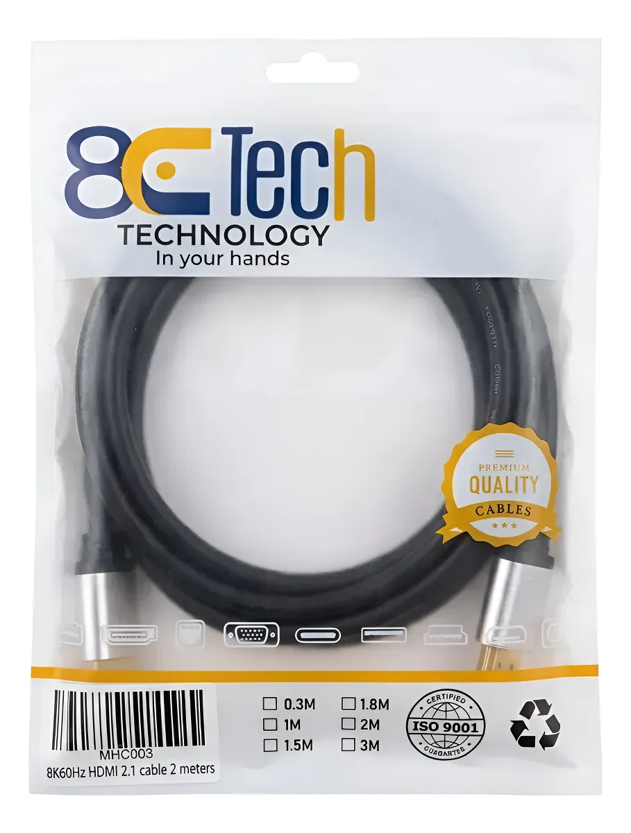 HDMI 2.1 Male-to-Male Ultra HD 8K Cable, 2 m