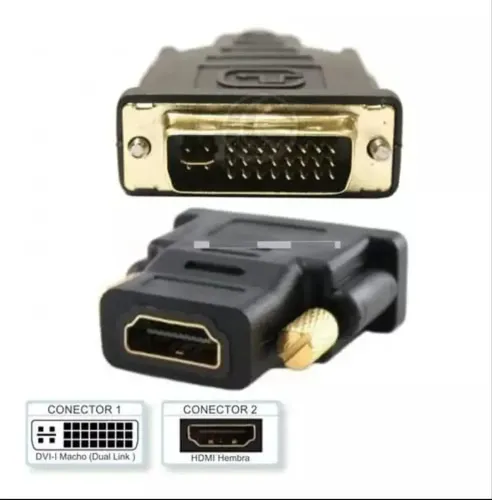 Adaptador Convertidor Dvi 24+1 Pines Macho A Hdmi Hembra Pc Negro