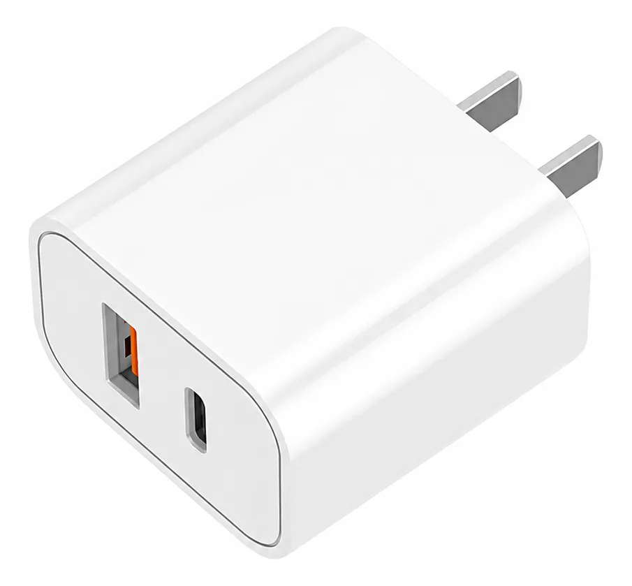 20W Quick Charge 3.0 USB Type-A and Type-C Phone Charger, White