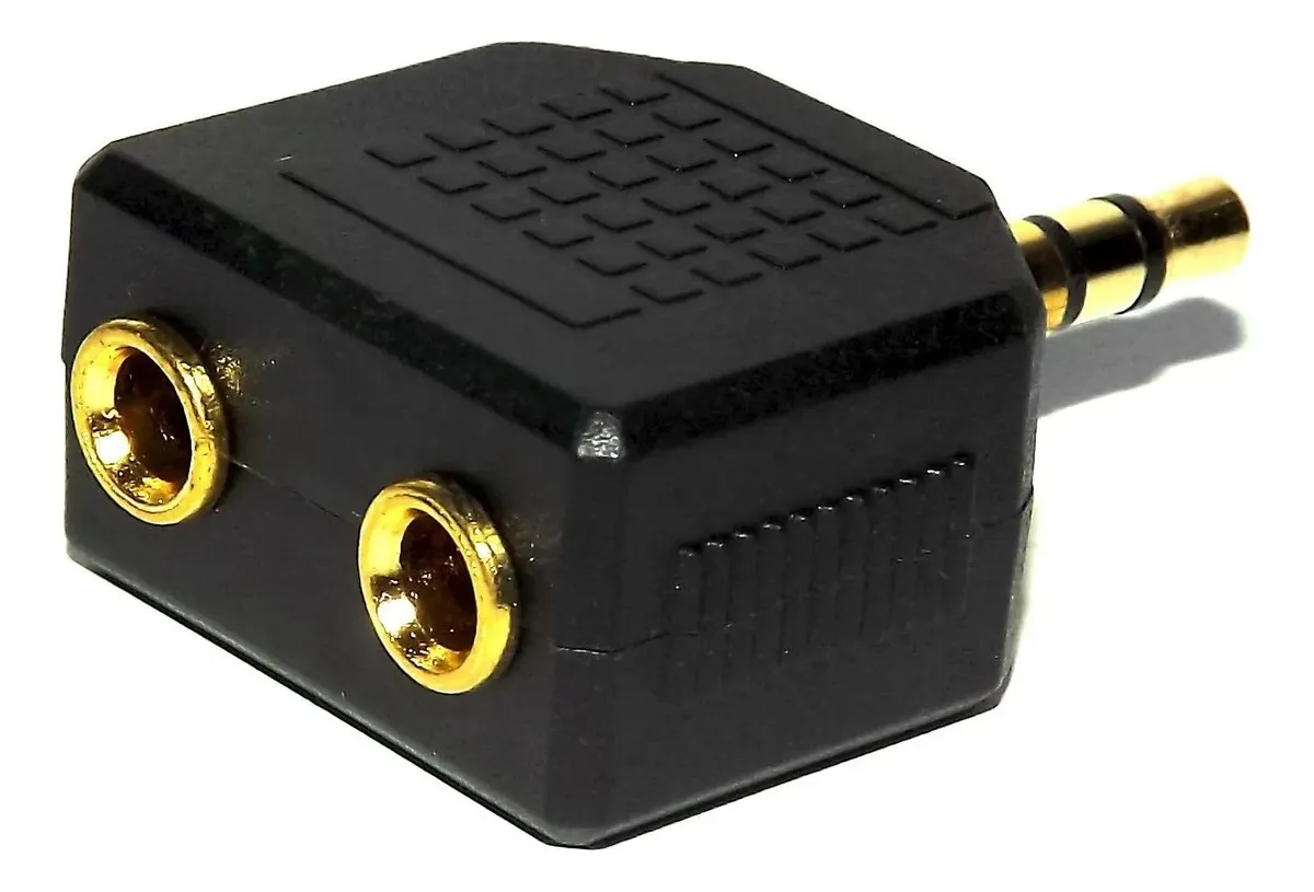 Adaptador Audio Y 3.5mm 1 Macho A 2 Hembras Sin Microfono Negro