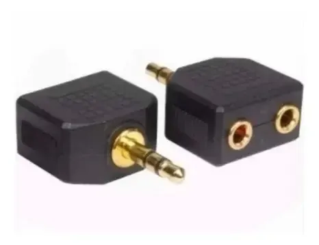 Adaptador Audio Y 3.5mm 1 Macho A 2 Hembras Sin Microfono Negro