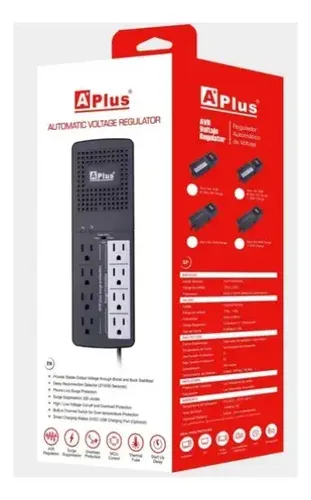 Regulador Y Protector De Voltaje Para Tv Computadora Pc Negro