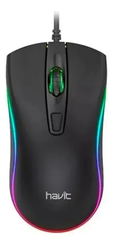 Mouse Optico Alambrico Usb Marca Havit Luces Rgb Gaming Negro