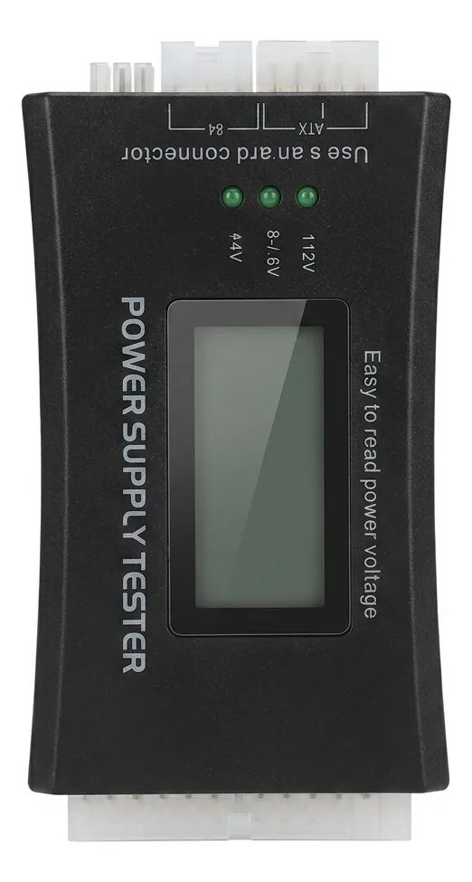 Tester Probador Fuente De Poder 12v 5v 3v 20 24 Pines Negro