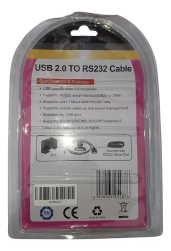 Cable Usb A Rs232 Serial Db9 Convertidor Adaptador Impresora Rojo
