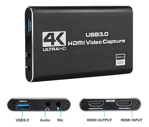Capturadora De Video Hdmi A Usb 4k Con Entrada De Audio 3.5