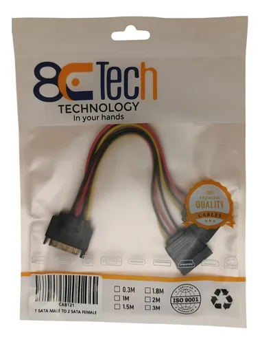 Cable De Corriente Sata 1 Macho A 2 Hembra