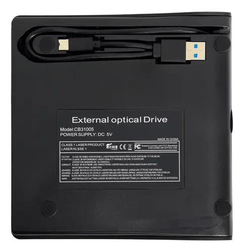 Lector Externo Dvd Y Cd Usb Compatible Con Windows 11 Y Mac Negro