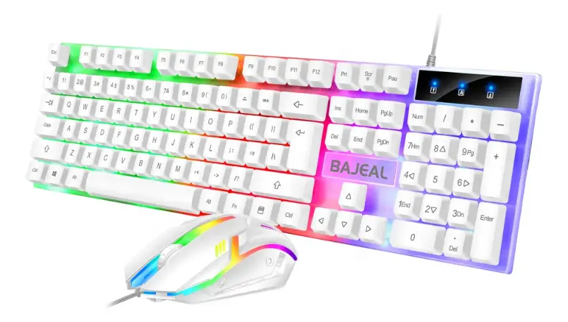 Combo Teclado Mouse T350 Blanco Rgb Anti Ghosting Ergonómico Blanco