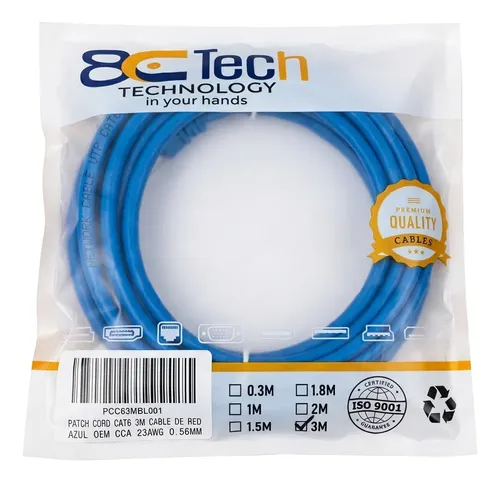 Cable Patch Cord Cat6 70/30 3 Metro Alta Calidad 3m