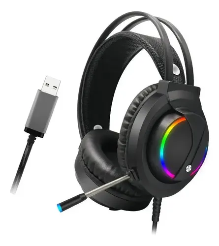 Audífonos Gamer Super Bass K1 Luces Rgb Negro